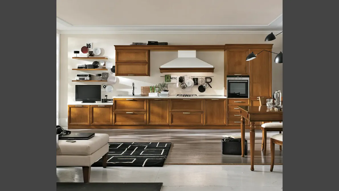 Cucina lineare su misura in legno Le Gemme 01 di Le Fablier