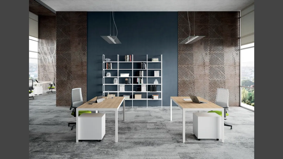 Scrivania Operativa D1 06 in melaminico effetto legno e struttura in metallo di Colombini Office