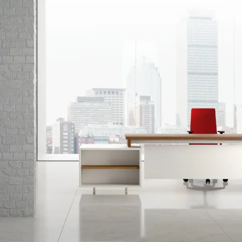 Scrivania Direzionale GO 07 in laccato bianco opaco e melaminico di Colombini Office