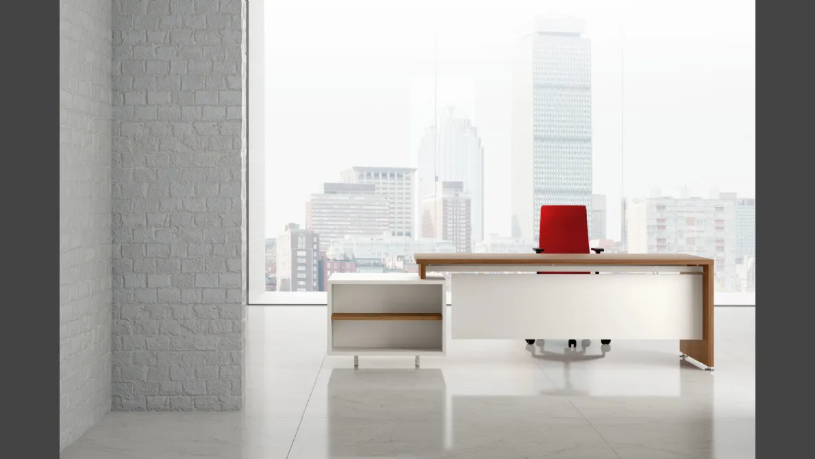 Scrivania Direzionale GO 07 in laccato bianco opaco e melaminico di Colombini Office