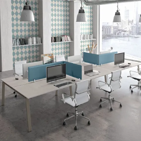 Scrivania Operativa in melaminico con separè in tessuto colorato Loft 01 di Colombini Office